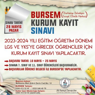 BURSEM KURUM KAYIT SINAVI BAŞVURULARI BAŞLADI