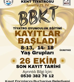 BBKT’NİN TİYATRO OYUNCULUK EĞİTİMİ KAYITLARI BAŞLADI